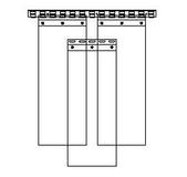 PVC lamelové clony - Překrytí pásu clony: Šíře pásu 200mm: překrytí na 2 háky